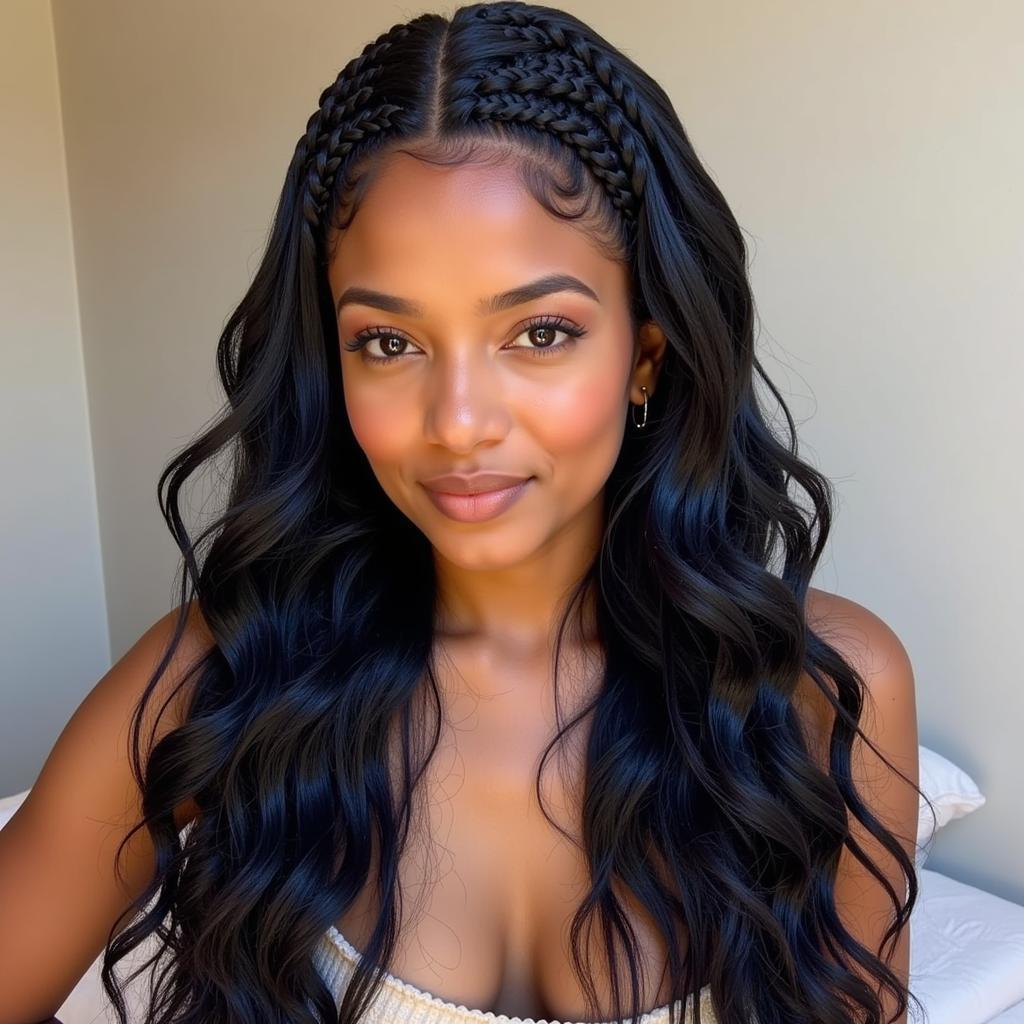 African Braids on Indian Hair Style