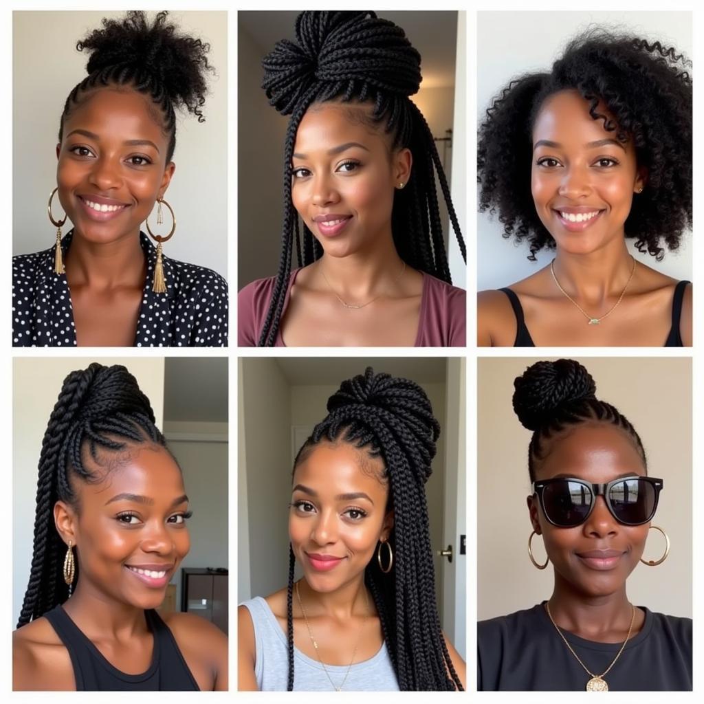 Women Rocking African Braids with Curls