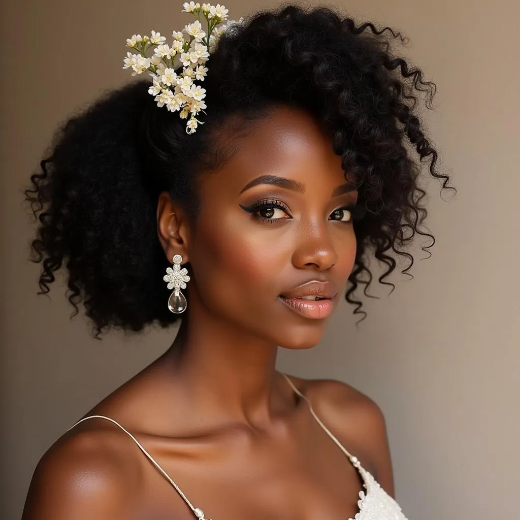 African Bride with Natural Hairstyle