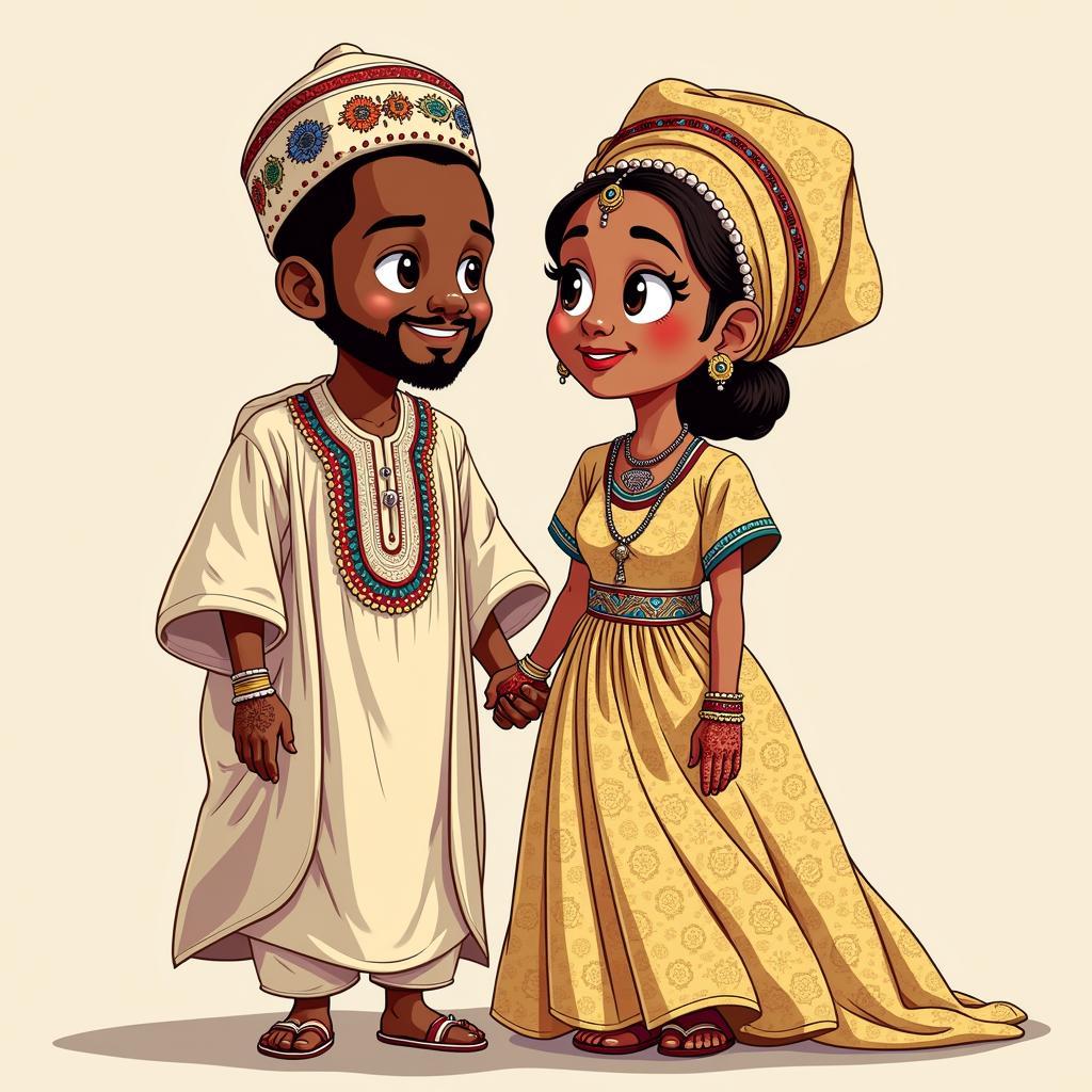 African bride and groom in traditional attire