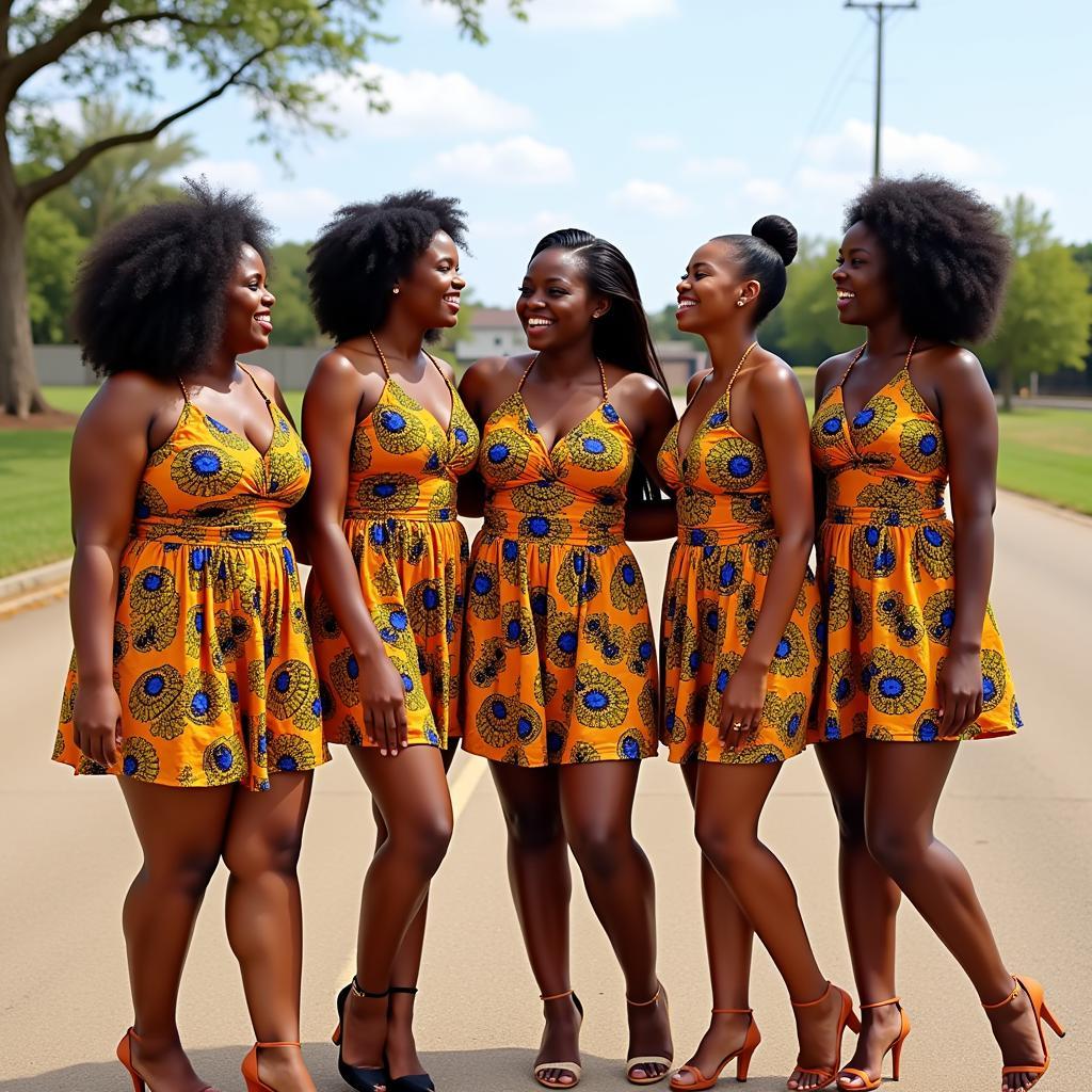 Ankara Short Dresses for African Bridesmaids