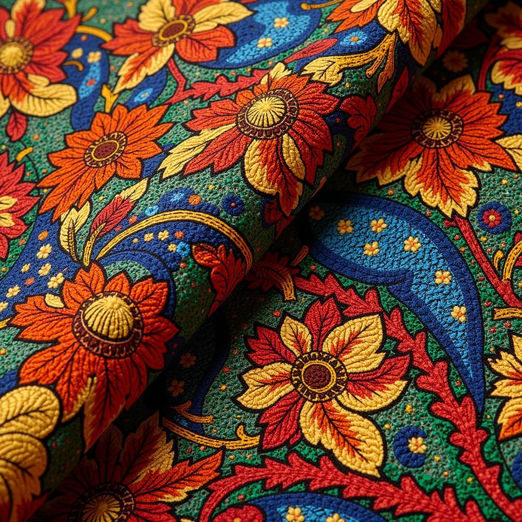 Intricate Patterns on African Brocade Fabric