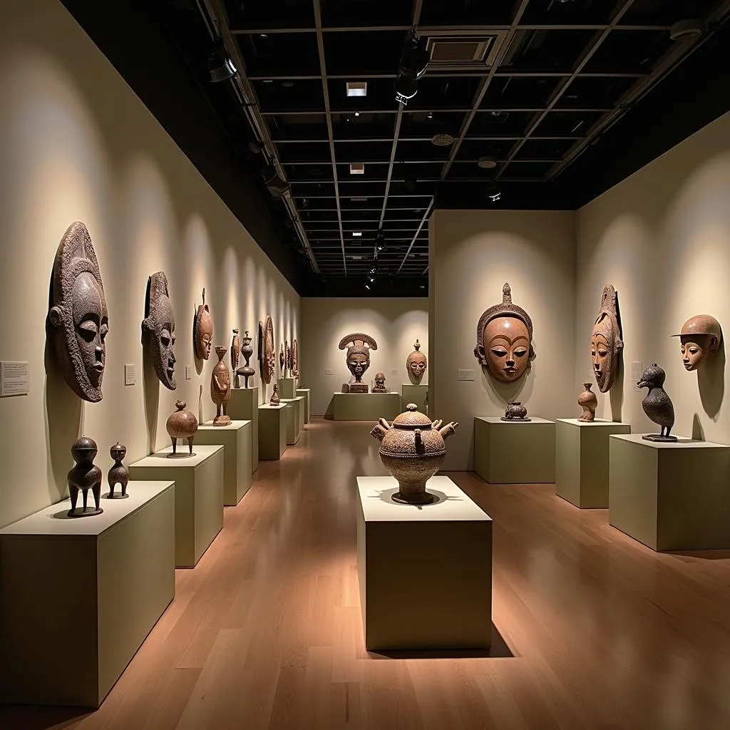 African Bronze Art Exhibition at a Museum