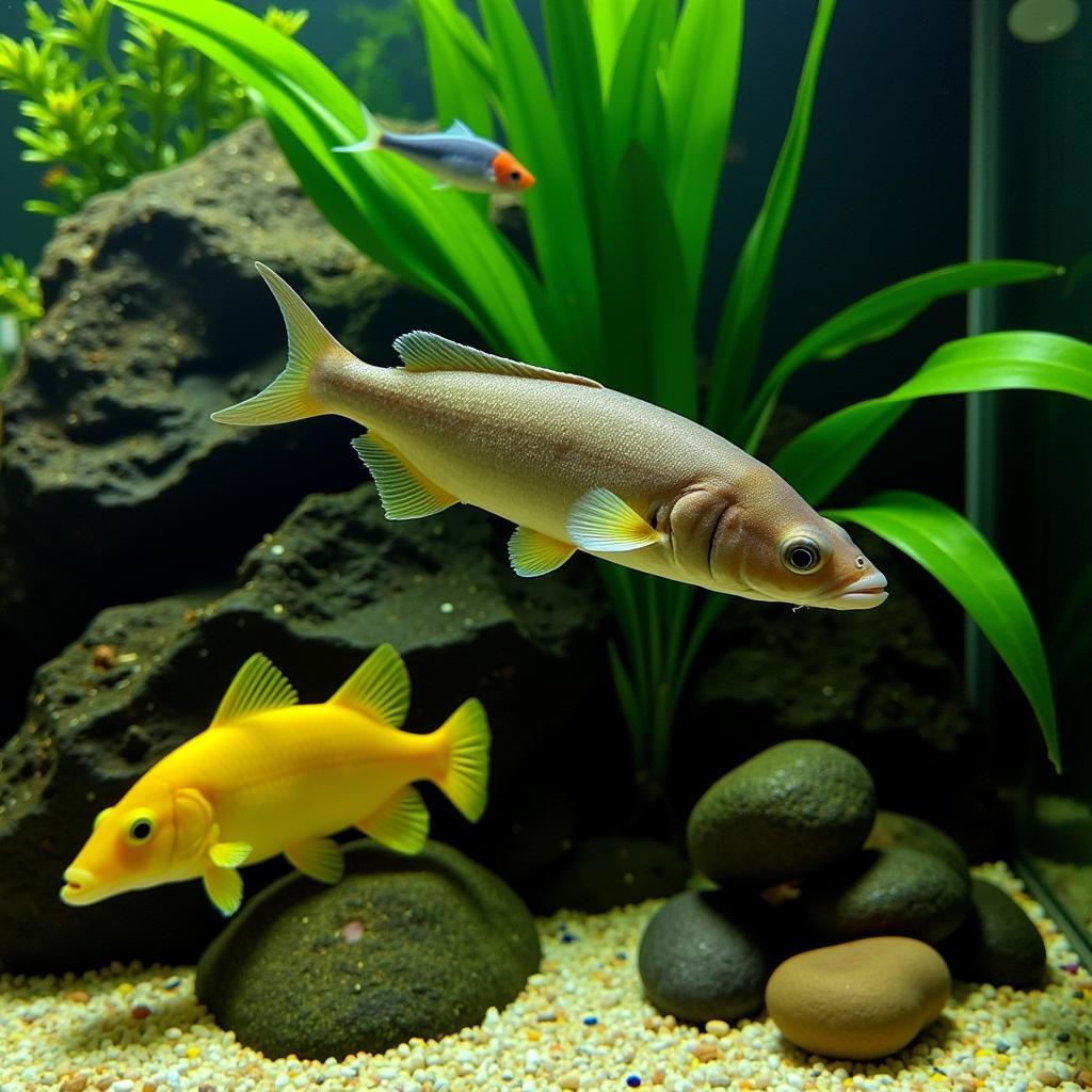 African Brown Knifefish Coexisting with Tankmates