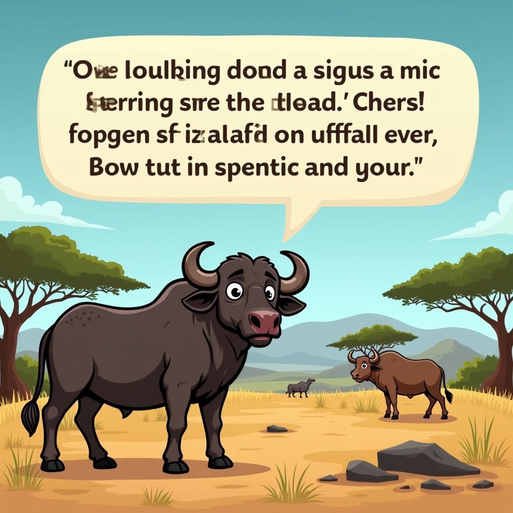 African Buffalo Cartoon Conservation Message