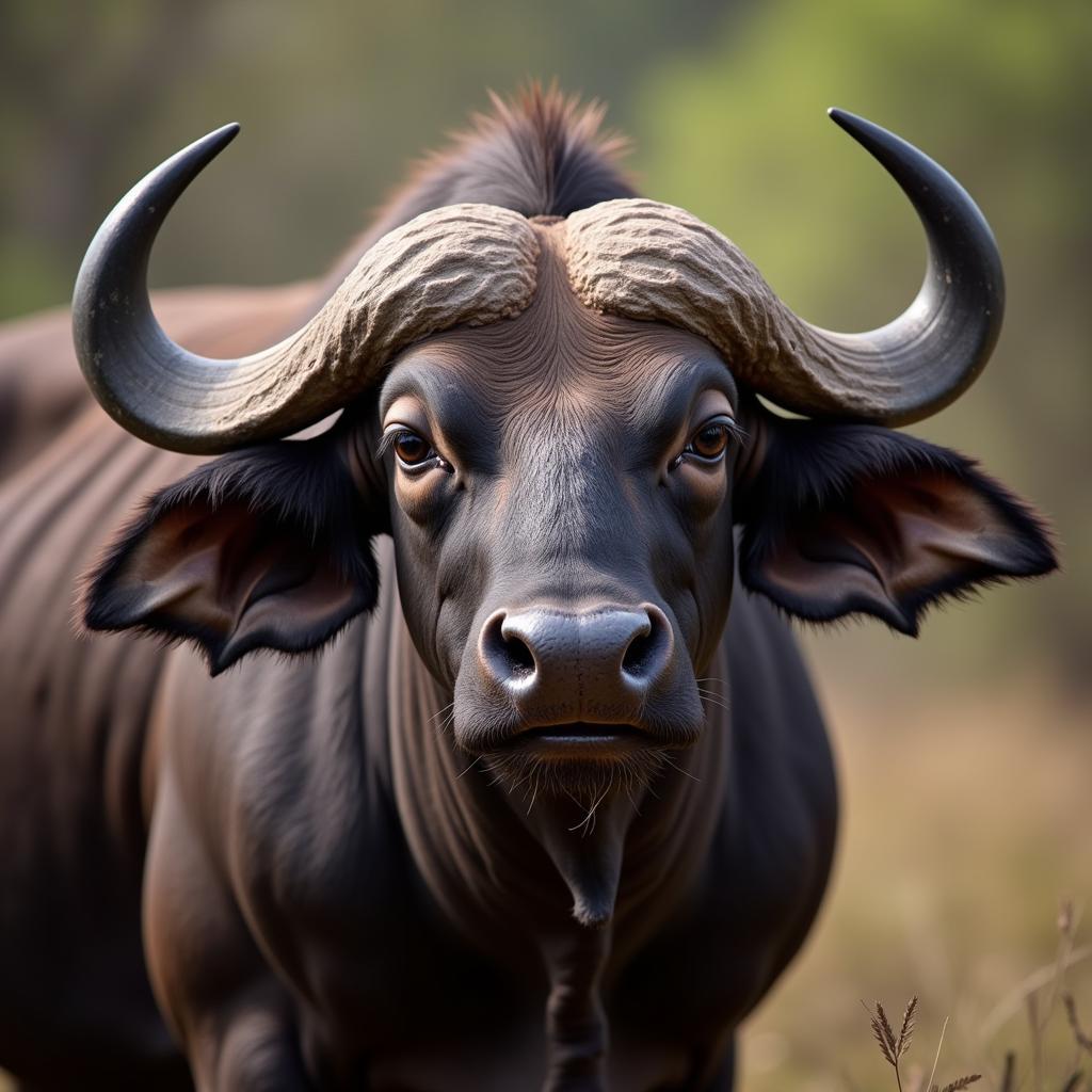 Close-up Portrait of an African Buffalo Bull