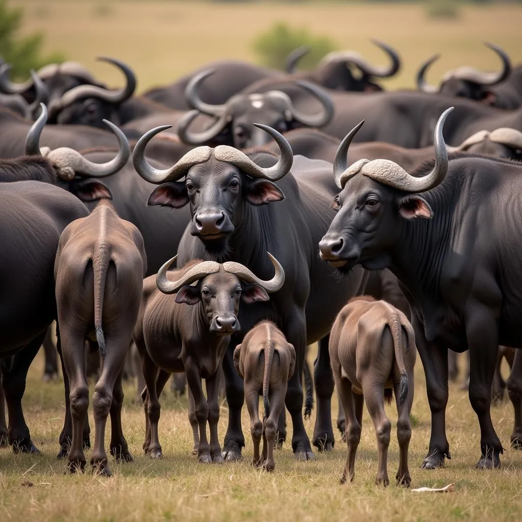 African Buffalo Herd Defense