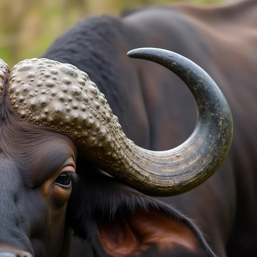 African buffalo horns close up