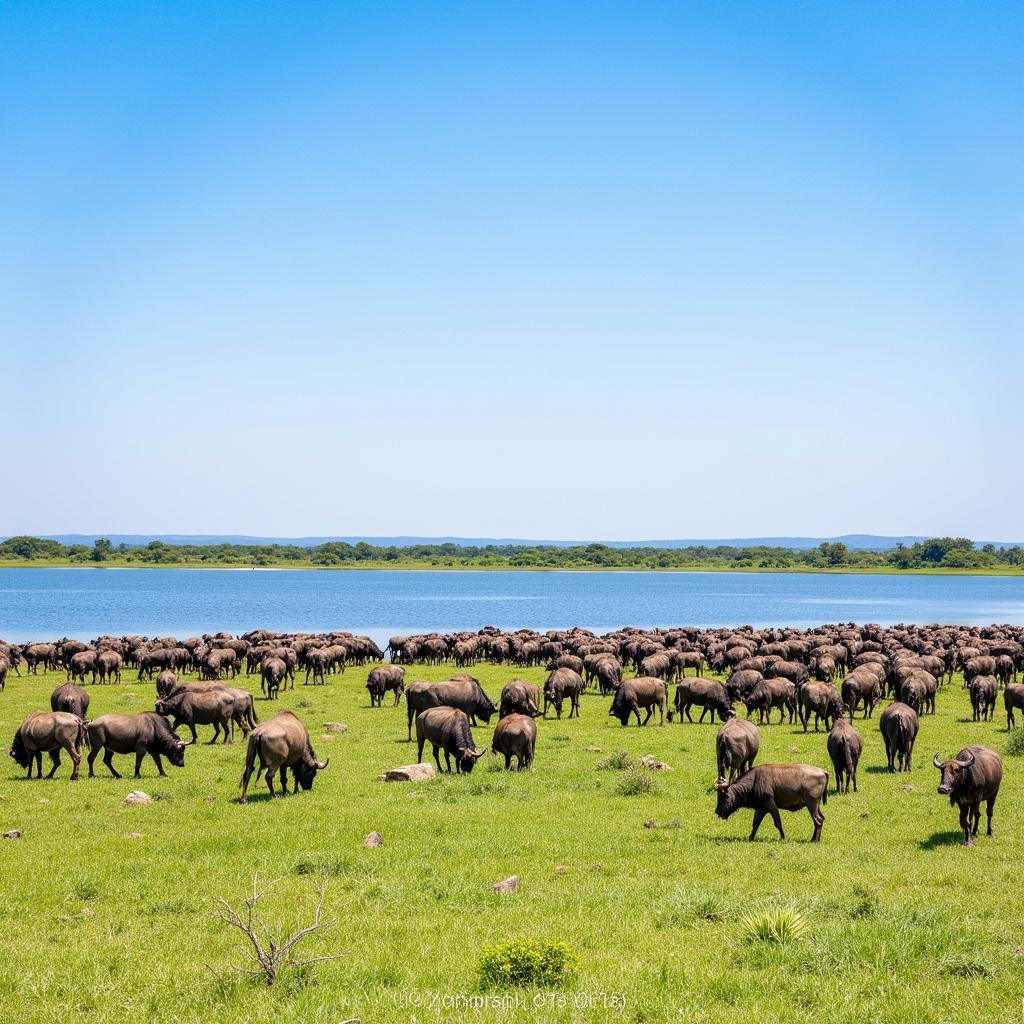 African buffalo grazing near Lake Nakuru