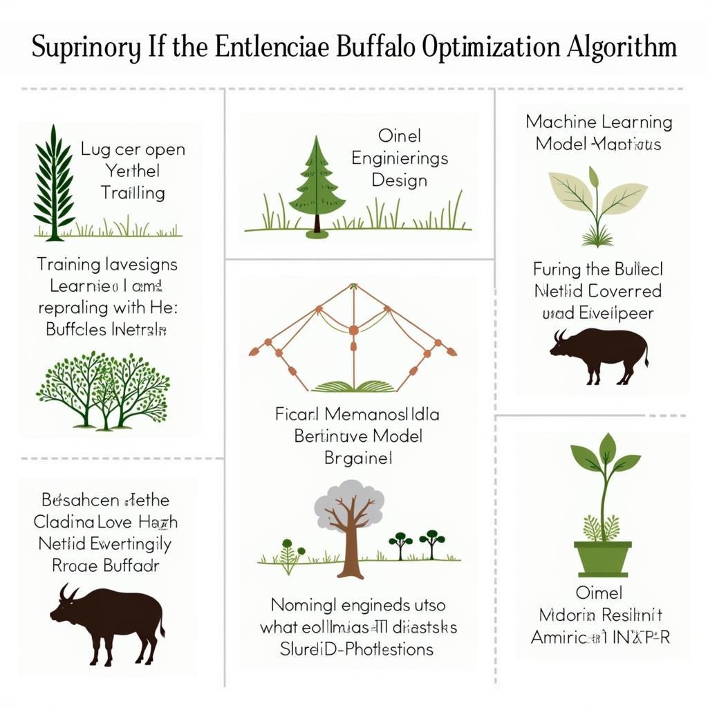 African Buffalo Optimization Applications: A visual representation of various applications of the African Buffalo Optimization algorithm across different fields, such as engineering, machine learning, and resource management.