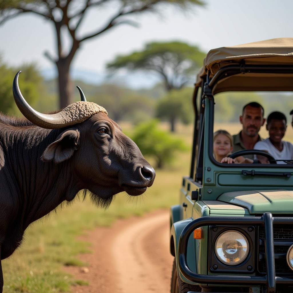 African Buffalo Safari Jeep Encounter