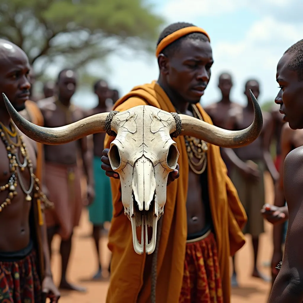 African Bull Skull Used in Ritual and Ceremony