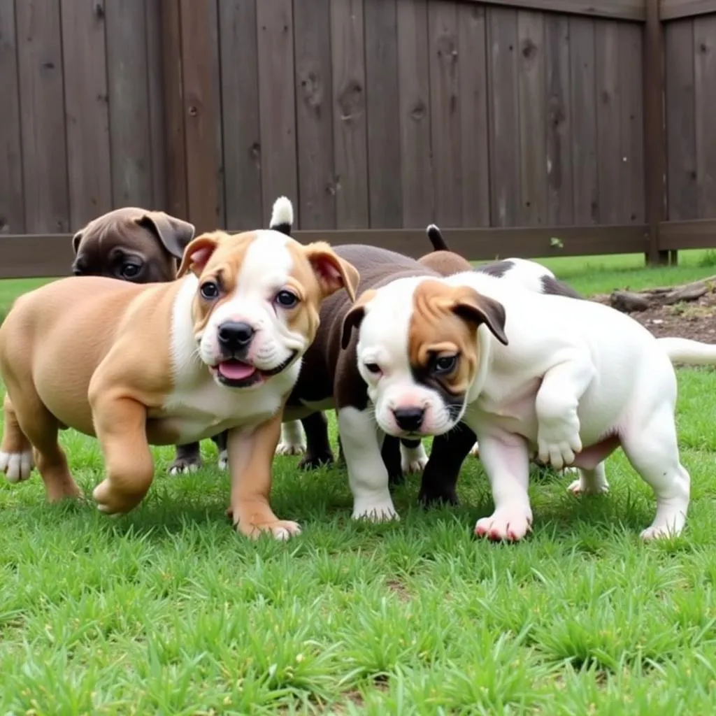 African Bulldog puppies playing in the yard