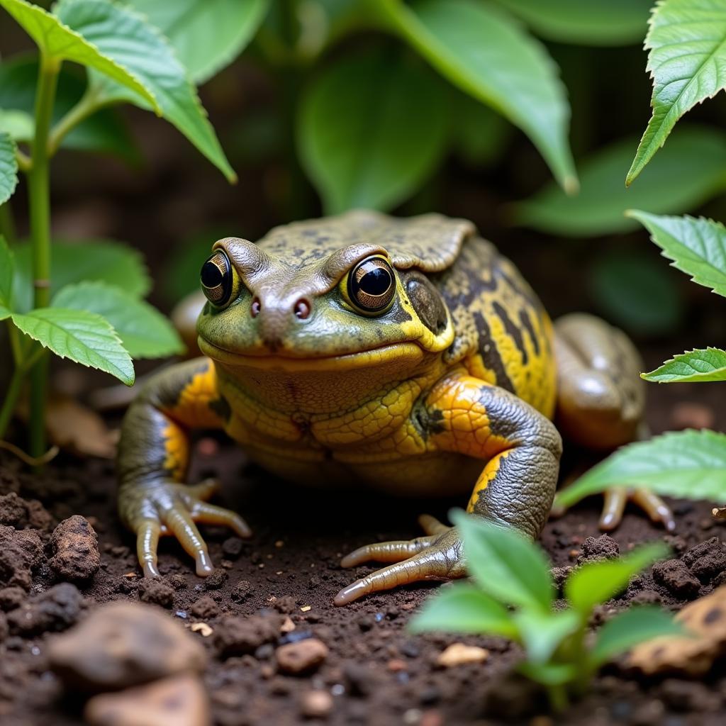 African Bullfrog Camouflaged