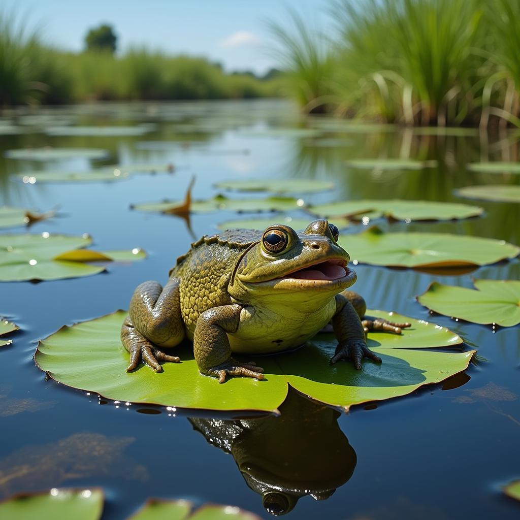 African Bullfrog in Pristine Wetland