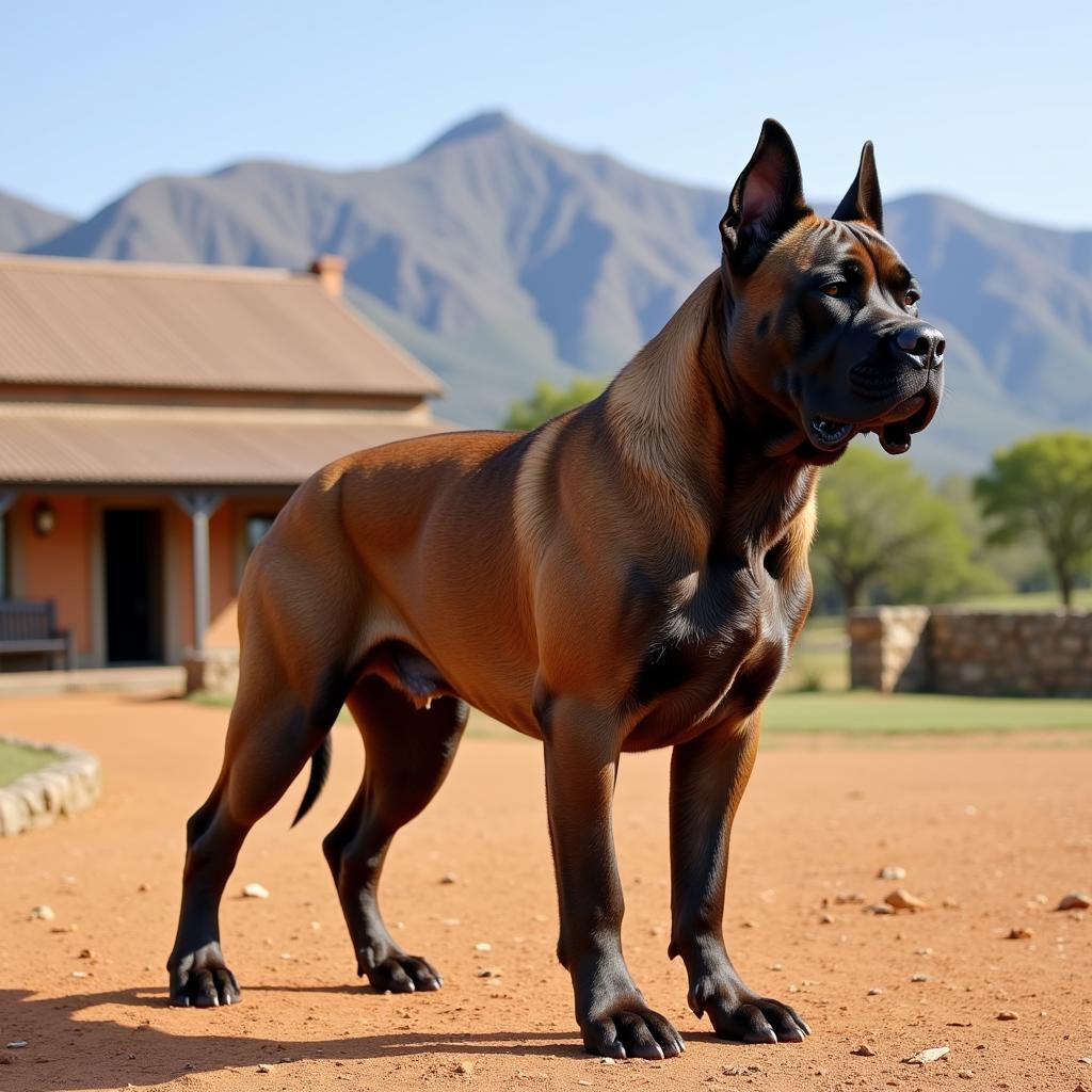 African Bullmastiff Guarding Farm