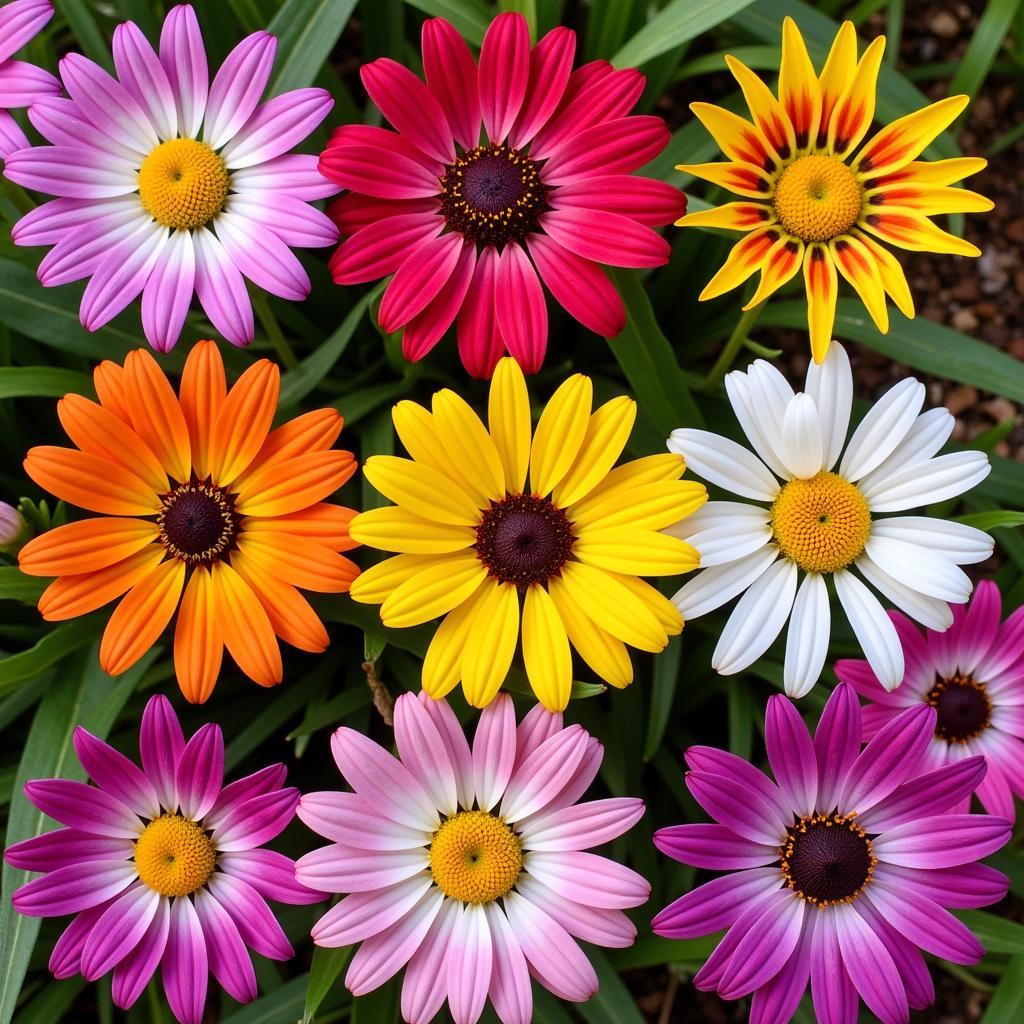 African Bush Daisy Variety: A collection of different colored African daisies.