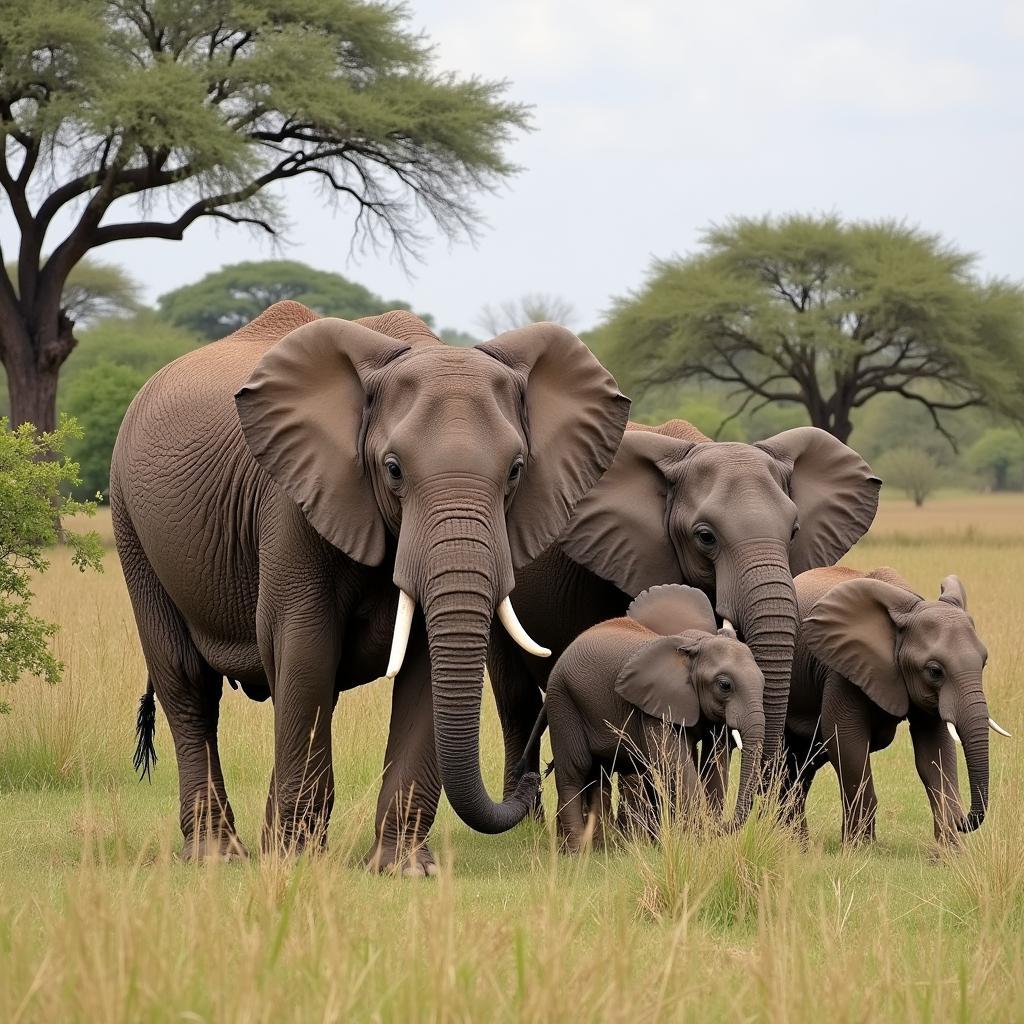 African Bush Elephant Family