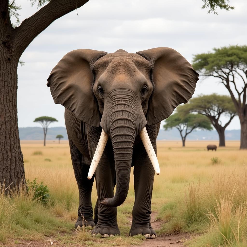 African Bush Elephant in Savanna Habitat