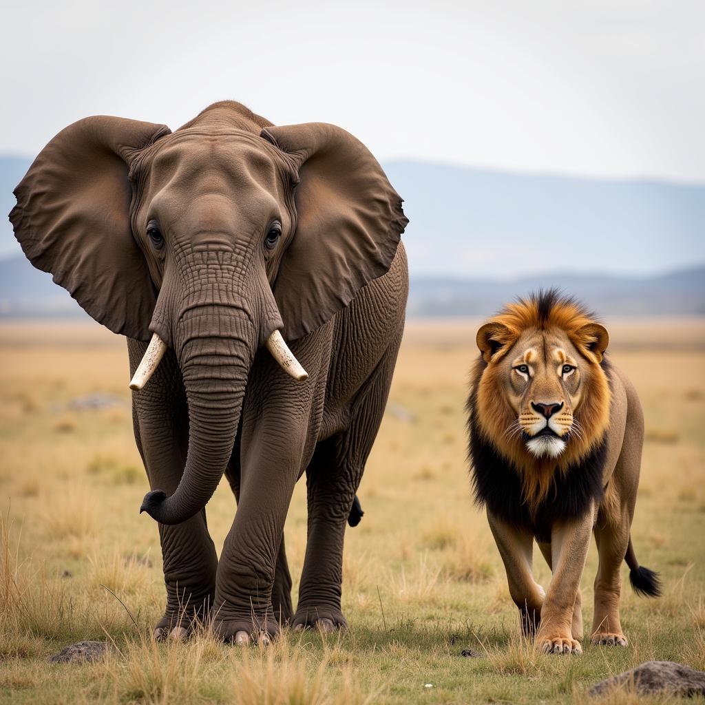 African Bush Elephant vs Lion Size Comparison