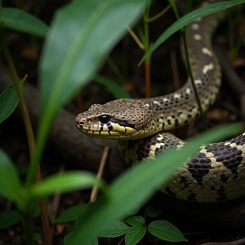 African Bushmaster Snake in Its Natural Rainforest Habitat