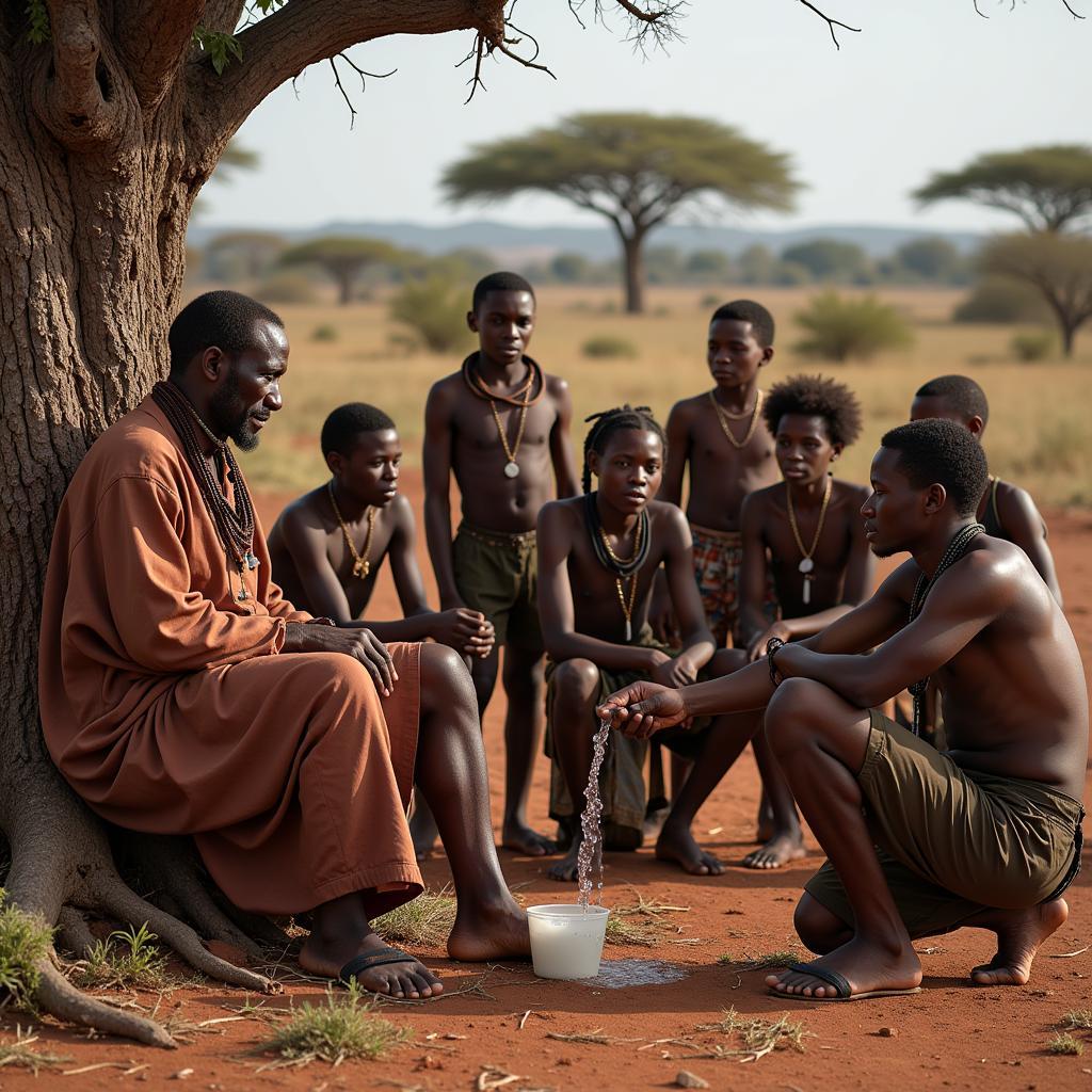 African Bushmen Sharing Knowledge