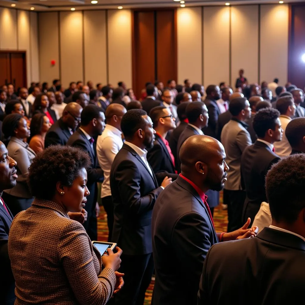 Diverse crowd at an African business conference