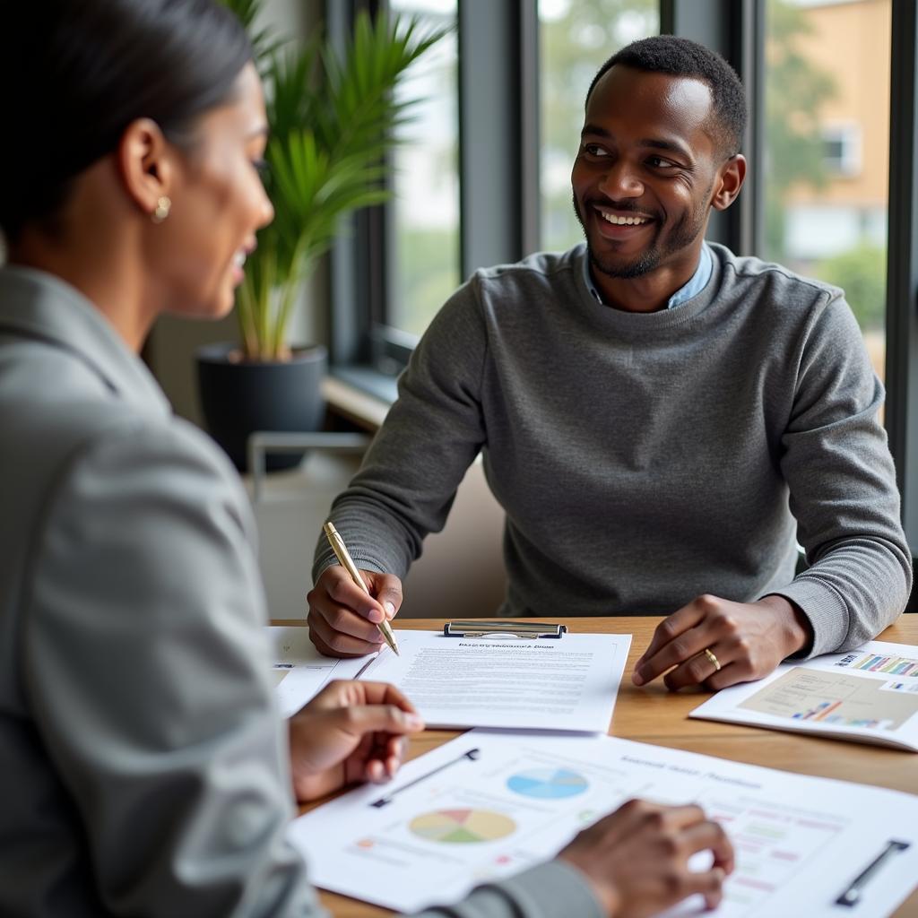 African business owner meeting with buying agent