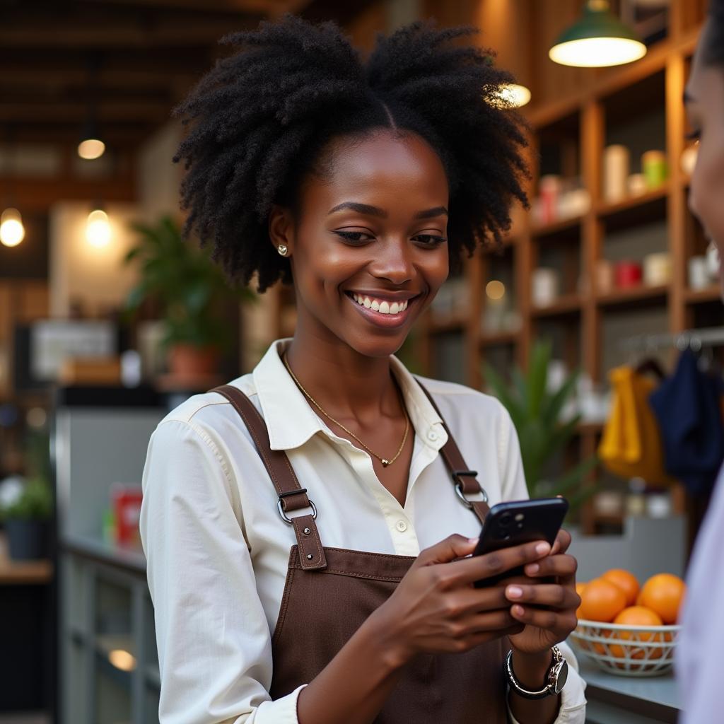 African businesswoman making a digital payment