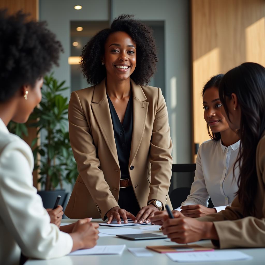 African Businesswoman Leading a Meeting