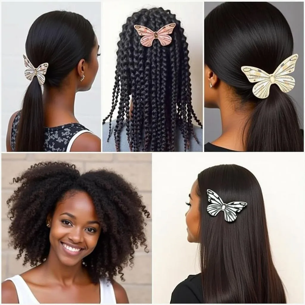 Different hairstyles with African butterfly clips