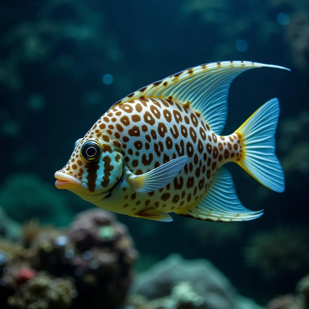 African Butterfly Fish Swimming in an Aquarium