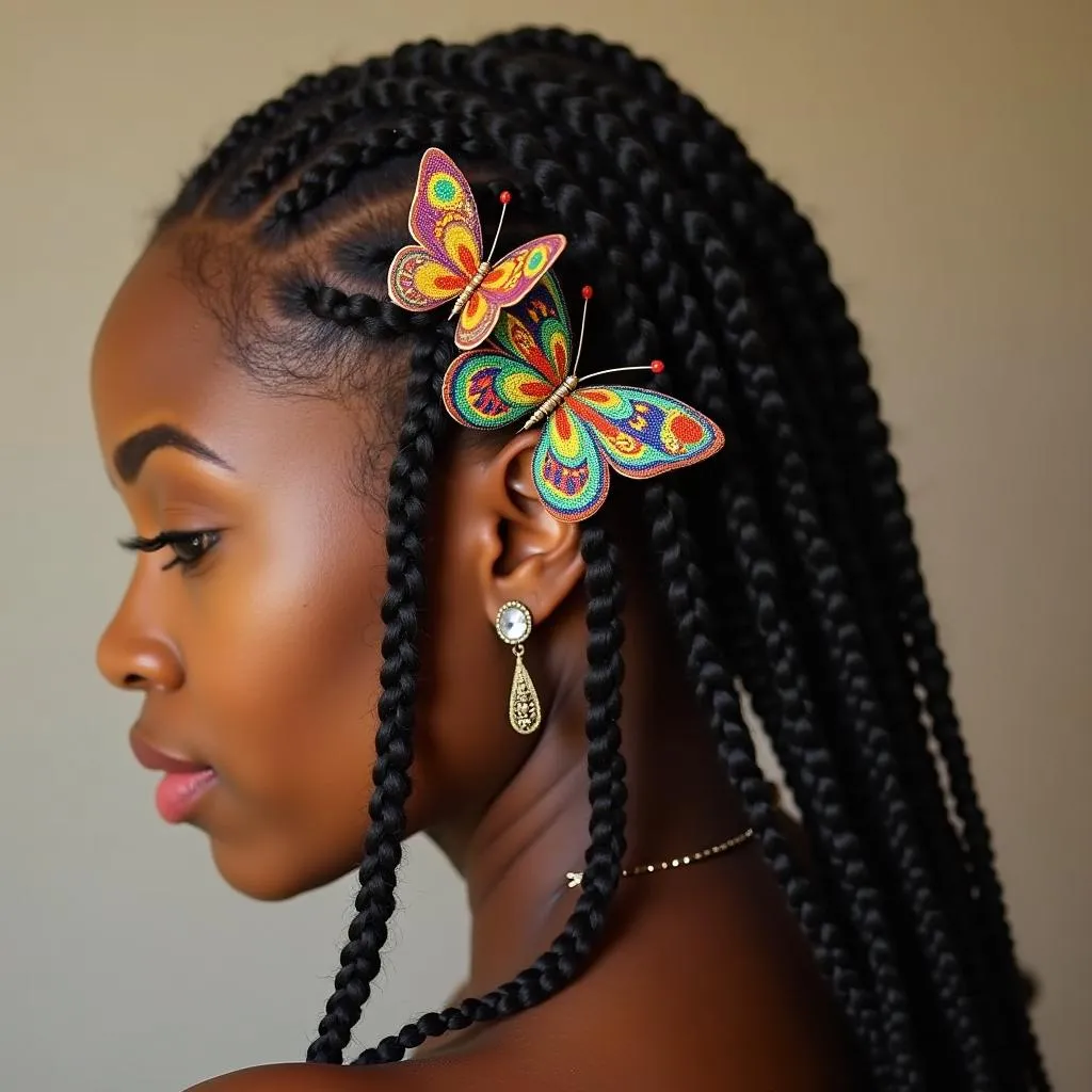 African Butterfly Hair Combs on Braids for Black Women in USA