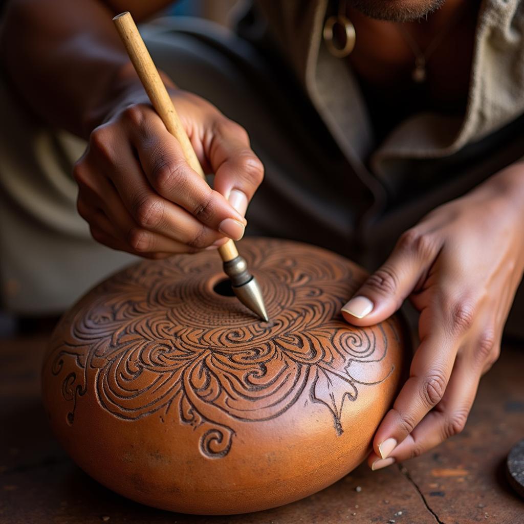 Craftsmanship of the African calabash bowl