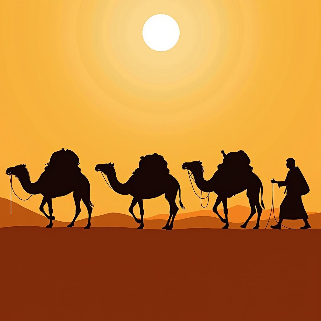 Camel Caravan Crossing the Desert