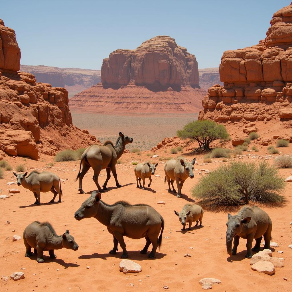 Camouflaged animals in the African desert