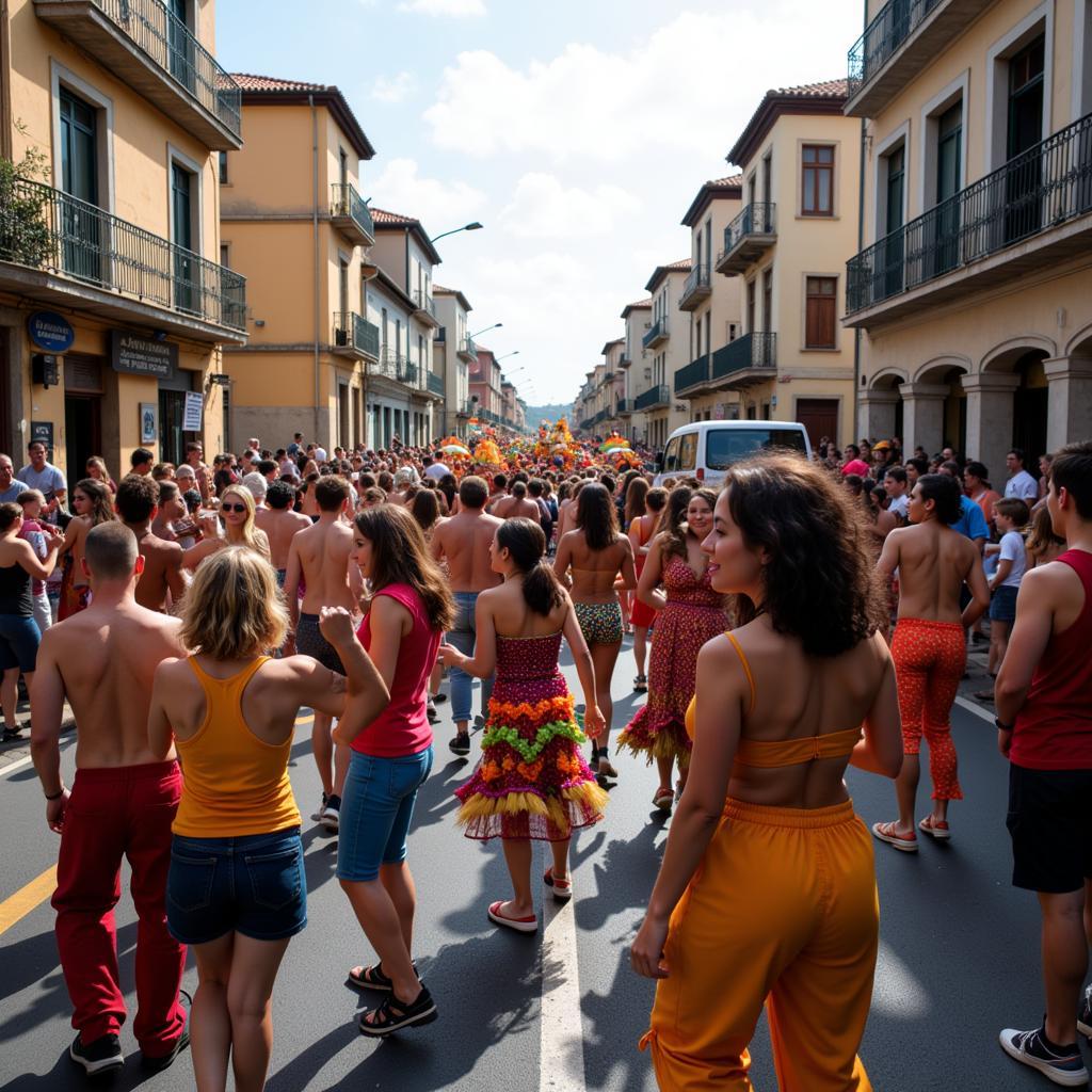 Vibrant Street Parade During an African Carnival