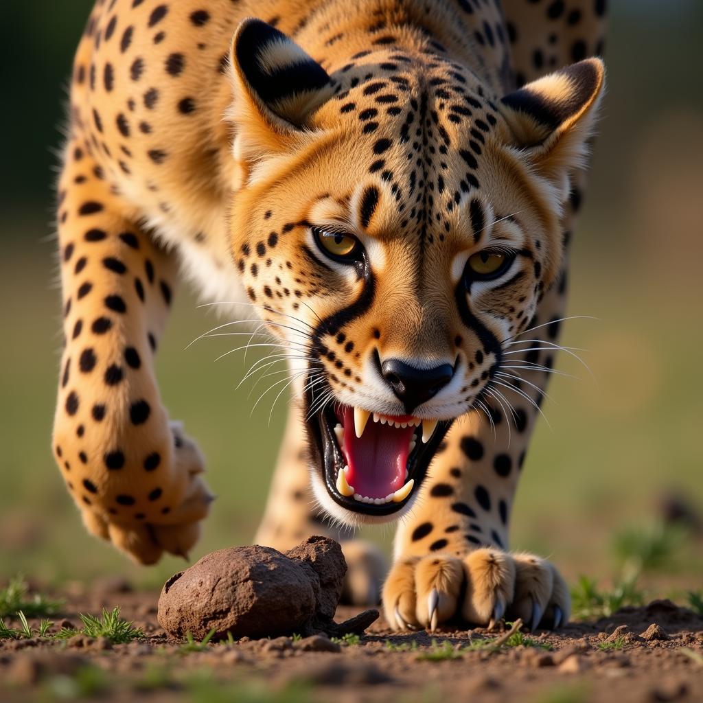 African Cat Hunting with Fangs