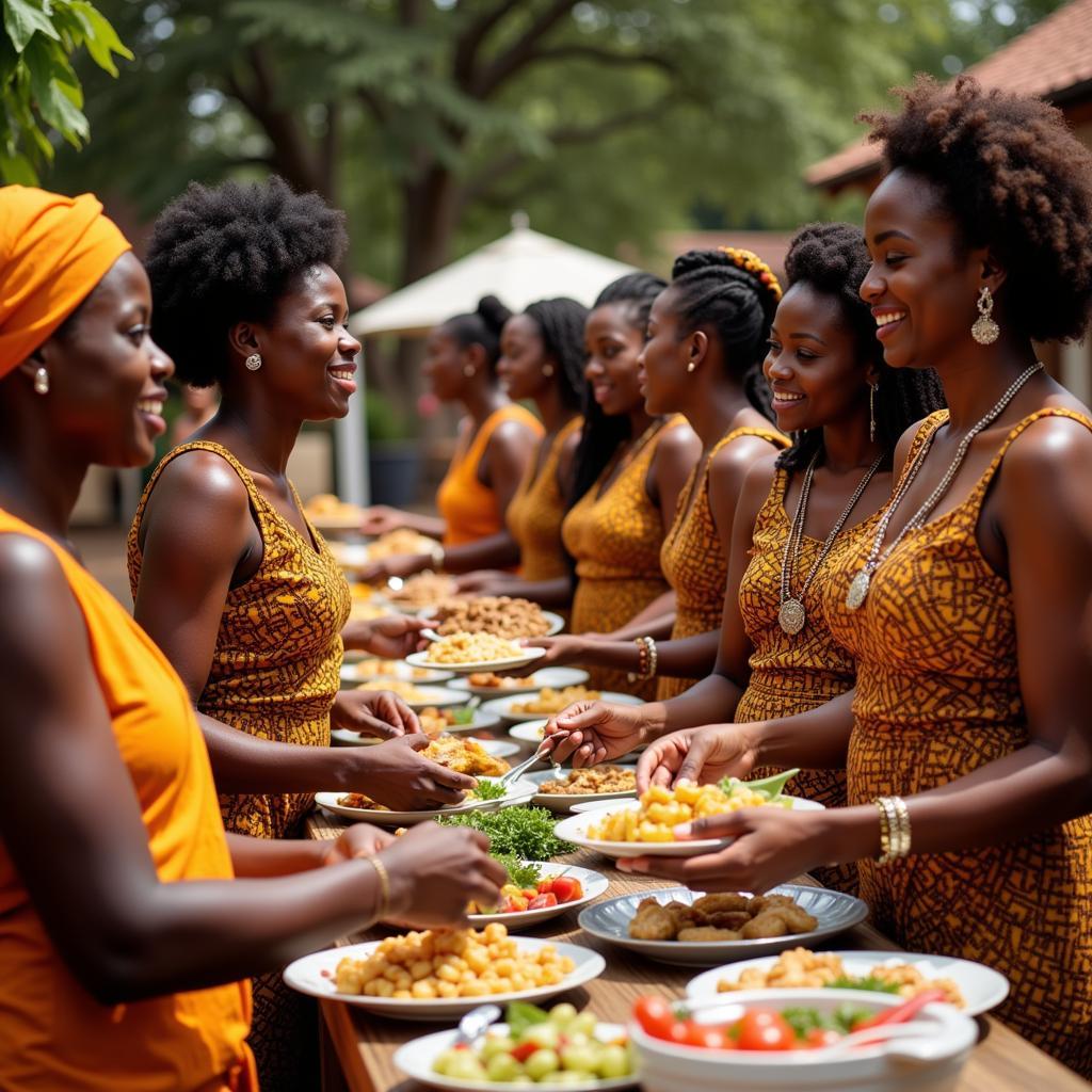 African Catering Staff Serving Guests