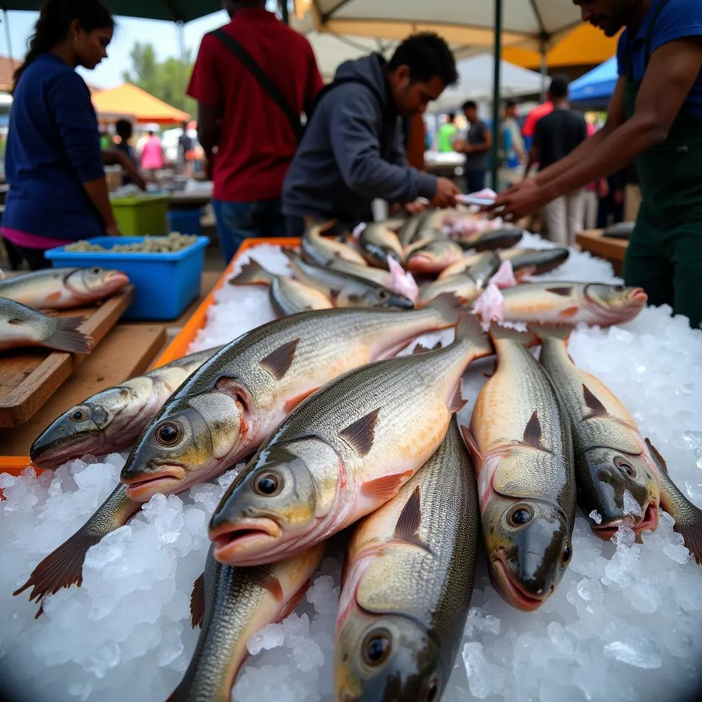 Fresh African Catfish at a Market