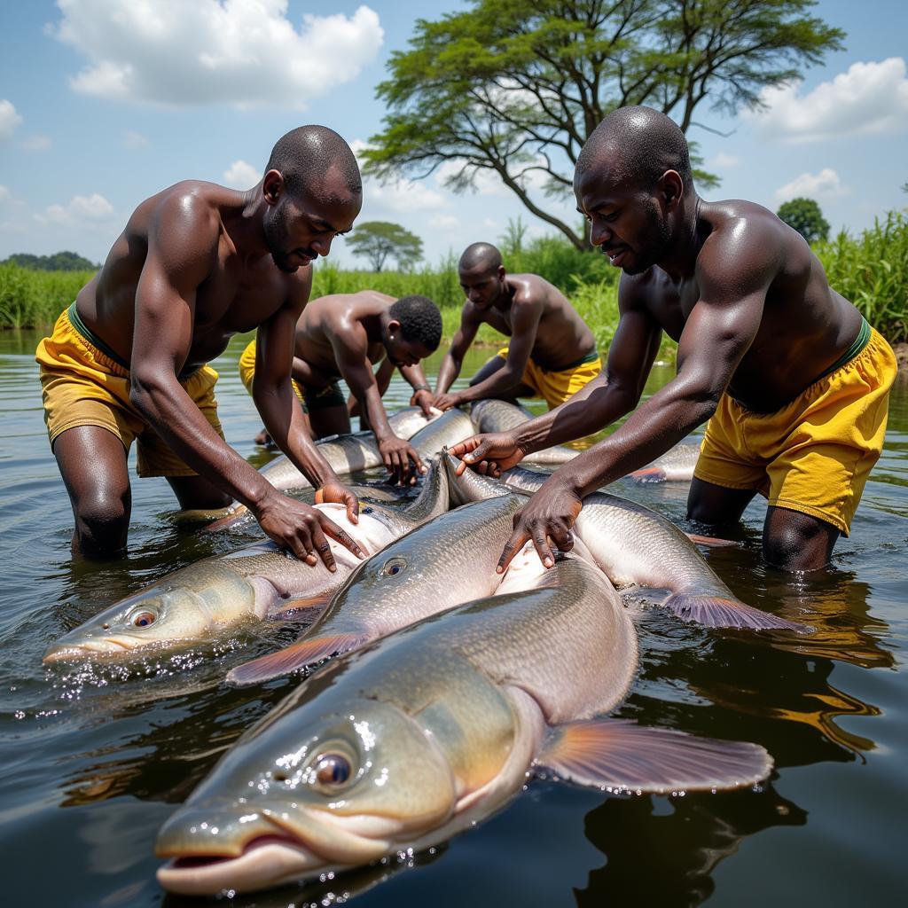 Harvesting African Catfish in Kalakkuruchi