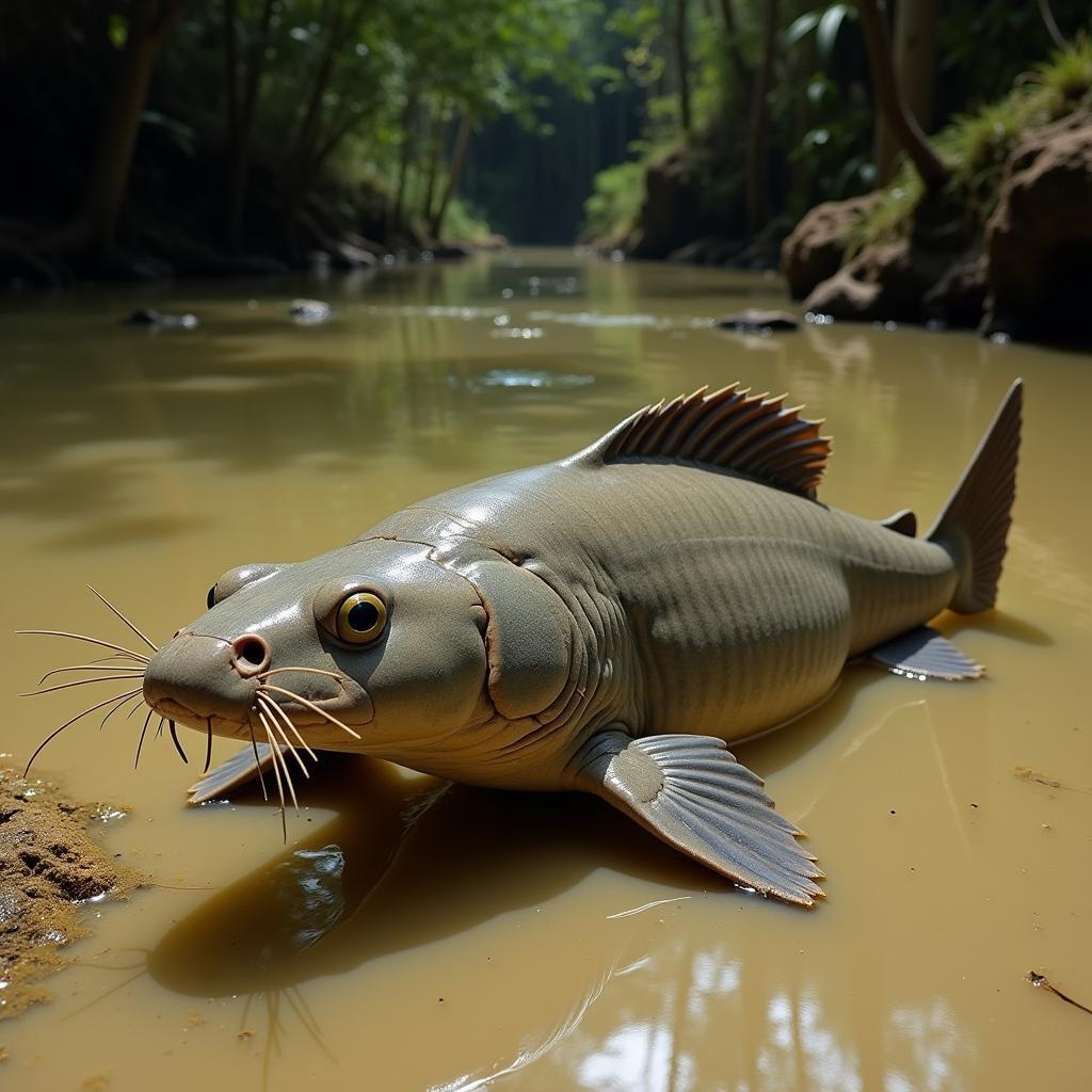 African Catfish in Shallow Water