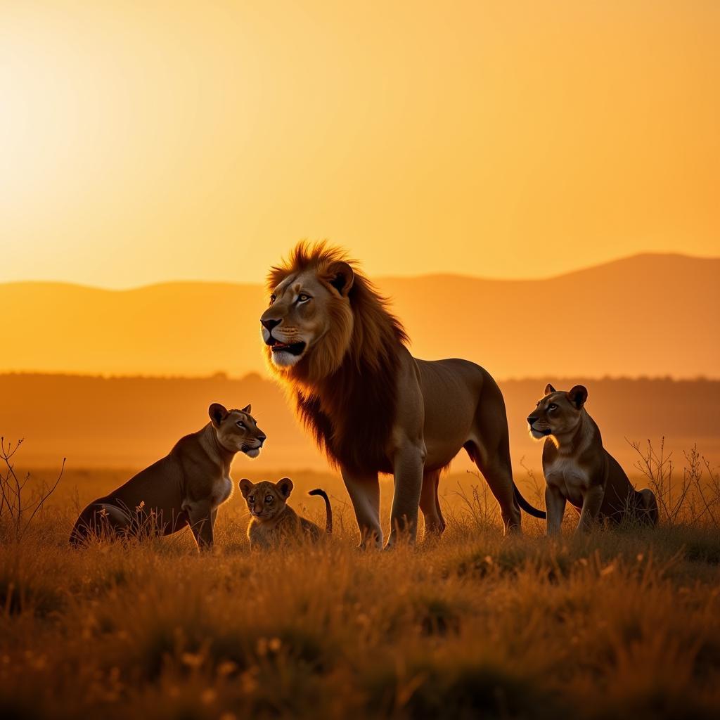 Pride of Lions Gathering on the Savanna