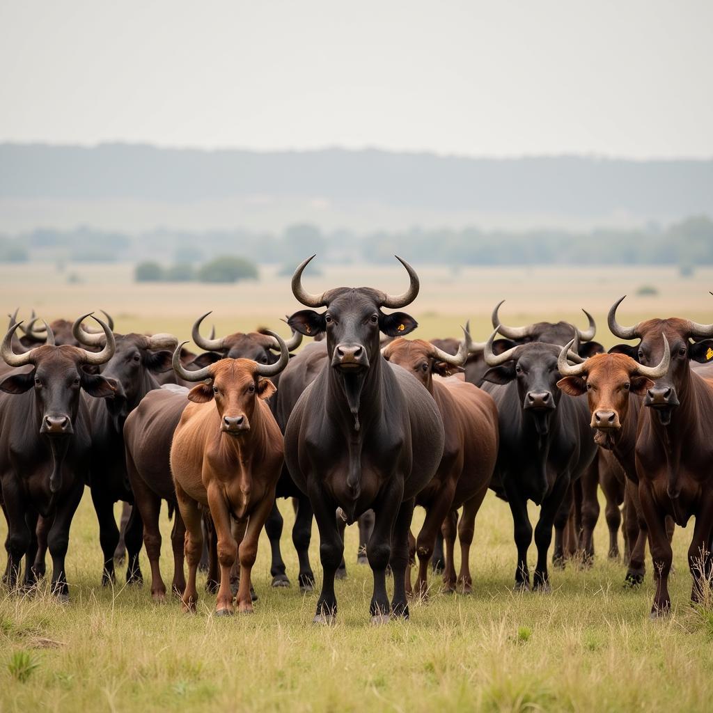 African Cattle Herd on Alert