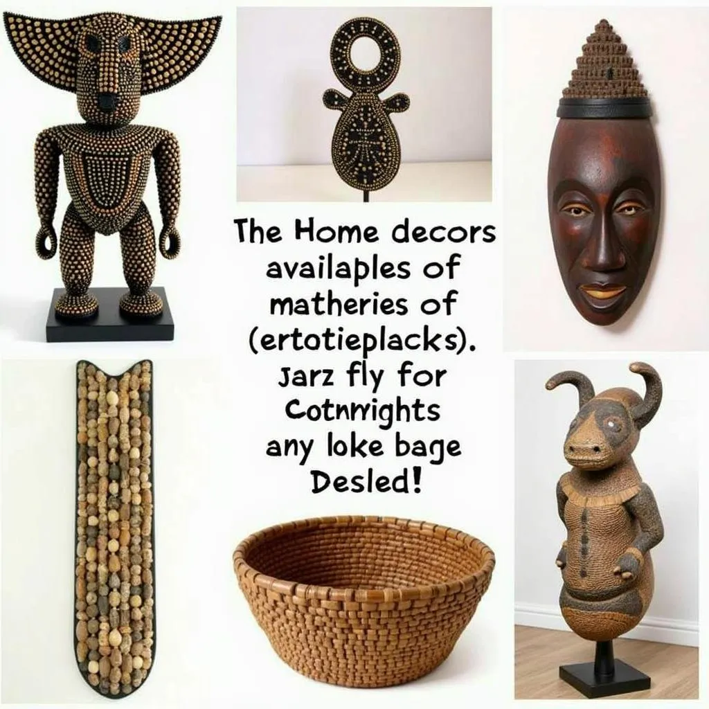 A collection of African centerpieces showcasing different styles and materials.