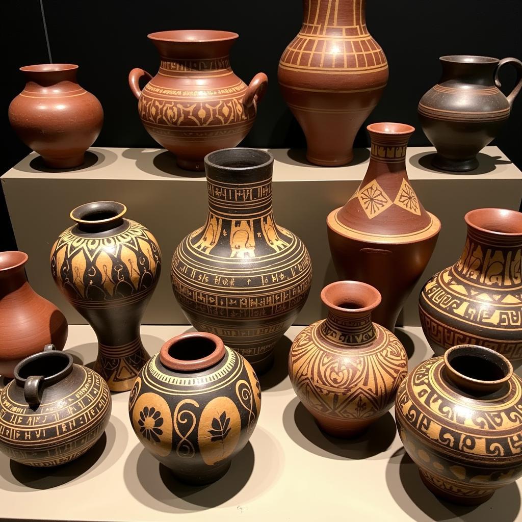 African ceremonial pottery with intricate designs