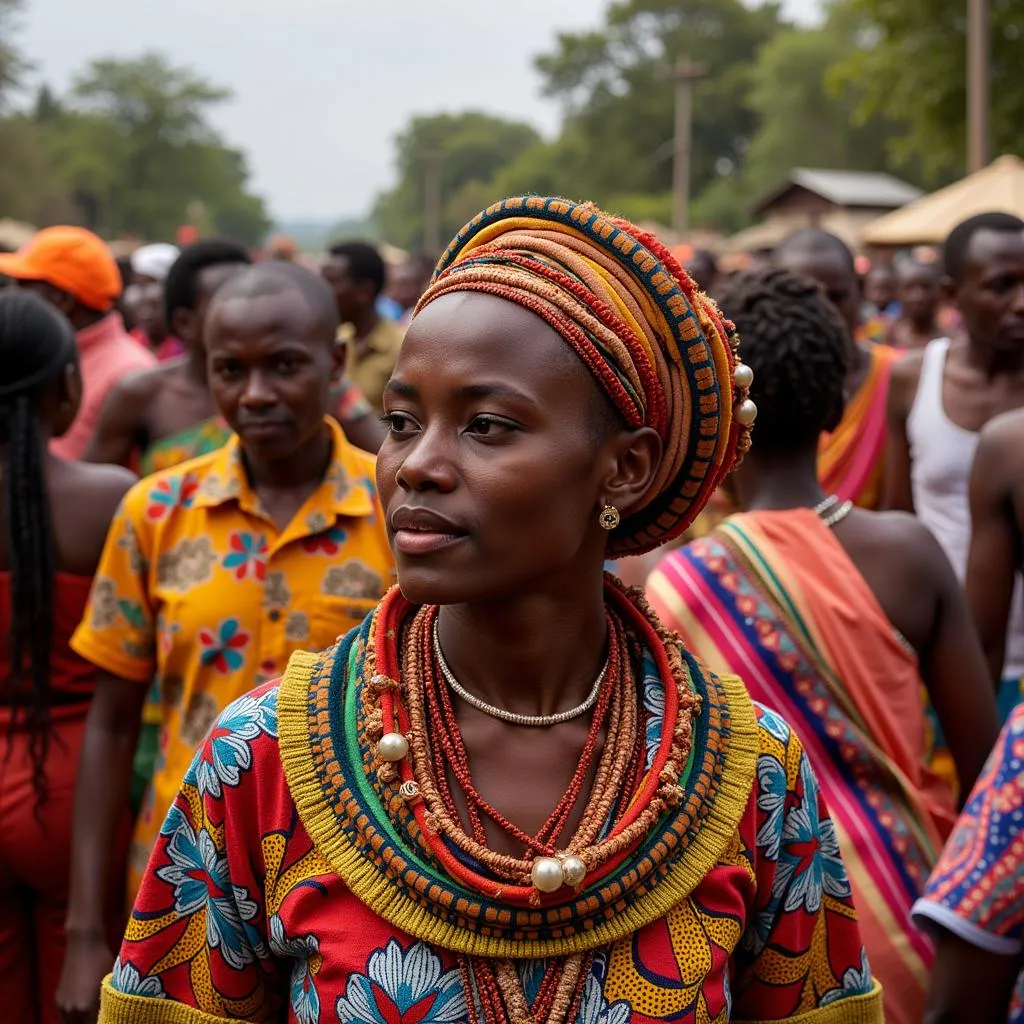 Vibrant garments at an African ceremony