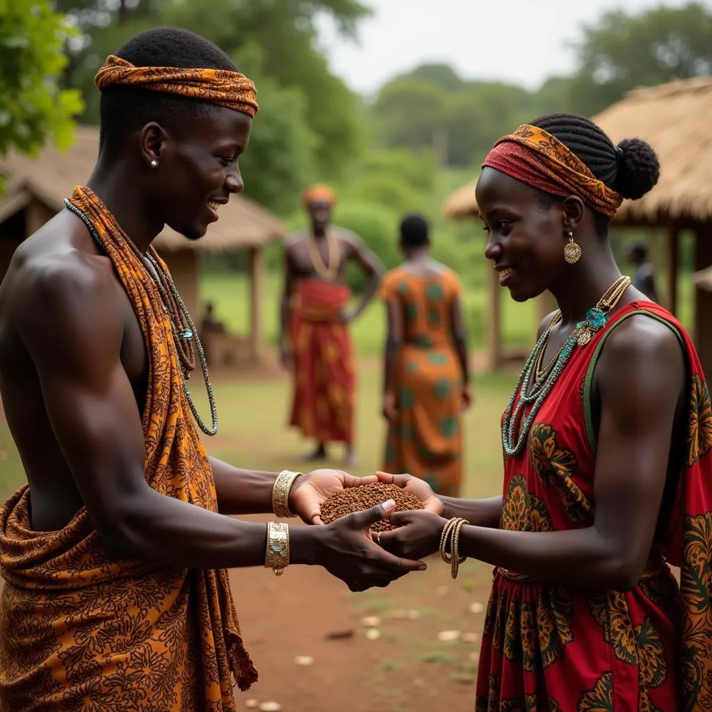 Traditional African Ceremony with Offering of Bitter Kola to an Elder