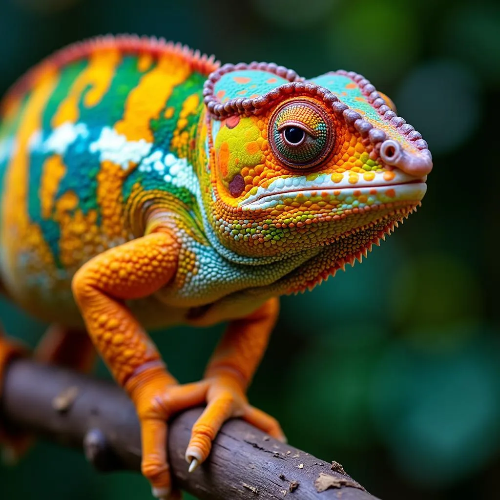 Chameleon Displaying Bright Colors