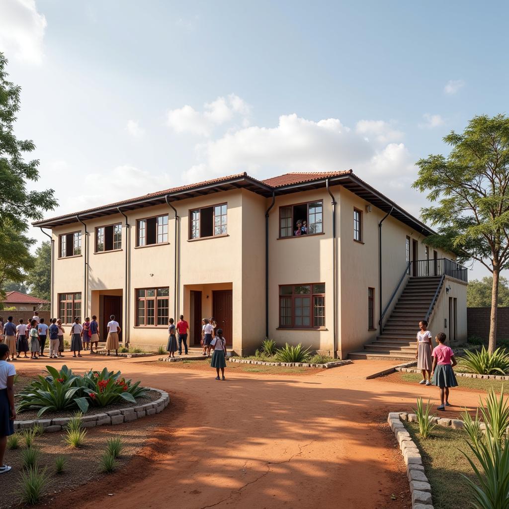 A newly constructed education center stands as a testament to African Champion Industries Ltd's commitment to community development.